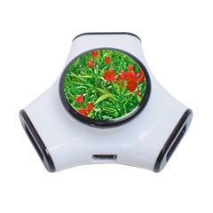 Red Flowers And Green Plants At Outdoor Garden 3-port Usb Hub by dflcprintsclothing