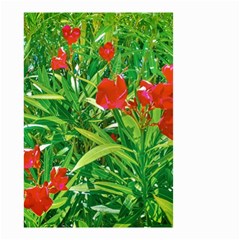 Red Flowers And Green Plants At Outdoor Garden Small Garden Flag (two Sides)