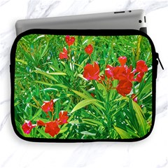 Red Flowers And Green Plants At Outdoor Garden Apple Ipad 2/3/4 Zipper Cases by dflcprintsclothing