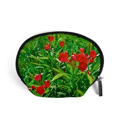 Red Flowers And Green Plants At Outdoor Garden Accessory Pouch (small) by dflcprintsclothing