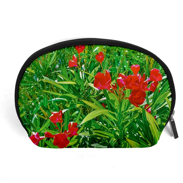 Red Flowers And Green Plants At Outdoor Garden Accessory Pouch (Large)