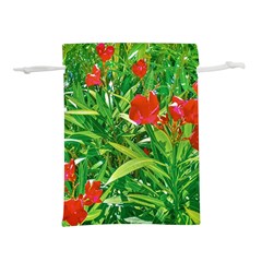 Red Flowers And Green Plants At Outdoor Garden Lightweight Drawstring Pouch (m) by dflcprintsclothing