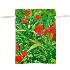 Red Flowers And Green Plants At Outdoor Garden  Lightweight Drawstring Pouch (xl) by dflcprintsclothing