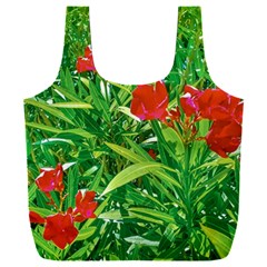 Red Flowers And Green Plants At Outdoor Garden Full Print Recycle Bag (xxl) by dflcprintsclothing