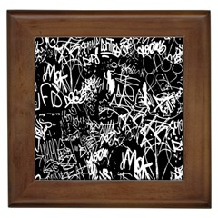 Graffiti Abstract Collage Print Pattern Framed Tile by dflcprintsclothing