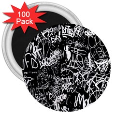 Graffiti Abstract Collage Print Pattern 3  Magnets (100 Pack)