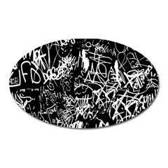 Graffiti Abstract Collage Print Pattern Oval Magnet