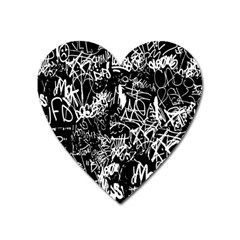 Graffiti Abstract Collage Print Pattern Heart Magnet by dflcprintsclothing