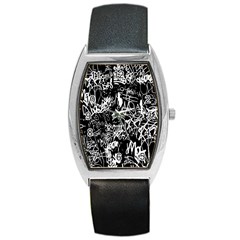 Graffiti Abstract Collage Print Pattern Barrel Style Metal Watch by dflcprintsclothing