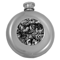 Graffiti Abstract Collage Print Pattern Round Hip Flask (5 Oz)