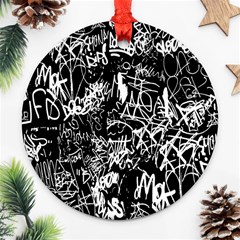 Graffiti Abstract Collage Print Pattern Round Ornament (two Sides) by dflcprintsclothing