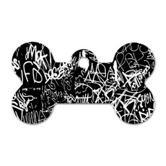 Graffiti Abstract Collage Print Pattern Dog Tag Bone (two Sides) by dflcprintsclothing