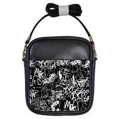 Graffiti Abstract Collage Print Pattern Girls Sling Bag by dflcprintsclothing