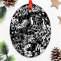 Graffiti Abstract Collage Print Pattern Ornament (oval Filigree) by dflcprintsclothing