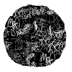 Graffiti Abstract Collage Print Pattern Large 18  Premium Round Cushions by dflcprintsclothing