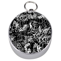 Graffiti Abstract Collage Print Pattern Silver Compasses by dflcprintsclothing