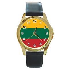 Lithuania Flag Round Gold Metal Watch by FlagGallery