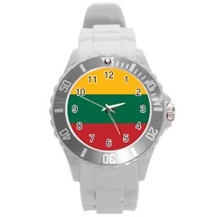 Lithuania Flag Round Plastic Sport Watch (l) by FlagGallery