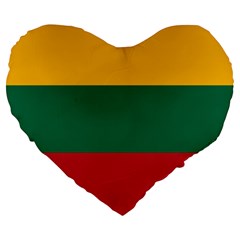 Lithuania Flag Large 19  Premium Heart Shape Cushions by FlagGallery