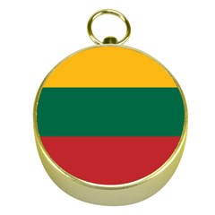 Lithuania Flag Gold Compasses by FlagGallery