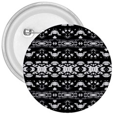 Black And White Modern Ornate Stripes Design 3  Buttons