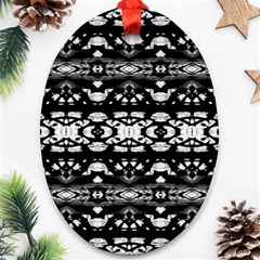 Black And White Modern Ornate Stripes Design Ornament (Oval)