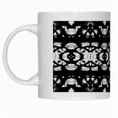 Black And White Modern Ornate Stripes Design White Mugs