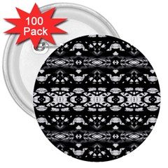 Black And White Modern Ornate Stripes Design 3  Buttons (100 pack) 