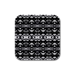 Black And White Modern Ornate Stripes Design Rubber Square Coaster (4 pack) 