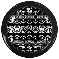 Black And White Modern Ornate Stripes Design Wall Clock (Black)