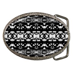 Black And White Modern Ornate Stripes Design Belt Buckles