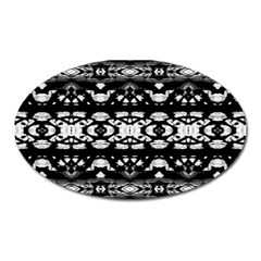 Black And White Modern Ornate Stripes Design Oval Magnet by dflcprintsclothing