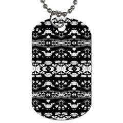 Black And White Modern Ornate Stripes Design Dog Tag (Two Sides)