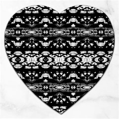 Black And White Modern Ornate Stripes Design Jigsaw Puzzle (heart) by dflcprintsclothing