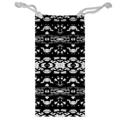 Black And White Modern Ornate Stripes Design Jewelry Bag by dflcprintsclothing