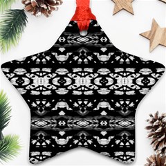 Black And White Modern Ornate Stripes Design Star Ornament (Two Sides)