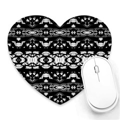 Black And White Modern Ornate Stripes Design Heart Mousepads