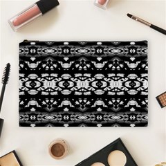 Black And White Modern Ornate Stripes Design Cosmetic Bag (Large)