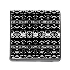 Black And White Modern Ornate Stripes Design Memory Card Reader (Square 5 Slot)