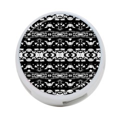 Black And White Modern Ornate Stripes Design 4-Port USB Hub (Two Sides)