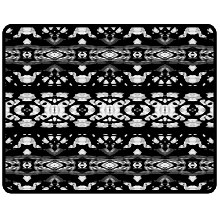 Black And White Modern Ornate Stripes Design Fleece Blanket (Medium) 