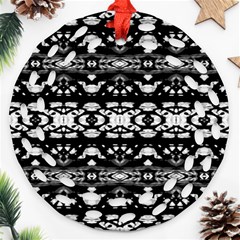 Black And White Modern Ornate Stripes Design Ornament (Round Filigree)