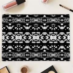 Black And White Modern Ornate Stripes Design Cosmetic Bag (XXL)