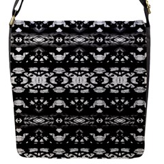 Black And White Modern Ornate Stripes Design Flap Closure Messenger Bag (S)