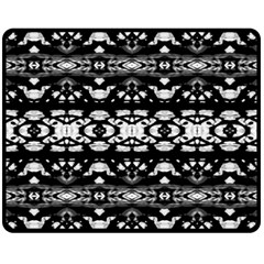 Black And White Modern Ornate Stripes Design Double Sided Fleece Blanket (Medium) 