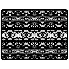 Black And White Modern Ornate Stripes Design Double Sided Fleece Blanket (Large) 