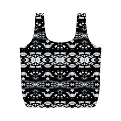 Black And White Modern Ornate Stripes Design Full Print Recycle Bag (M)