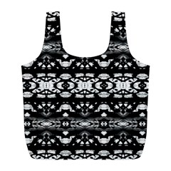 Black And White Modern Ornate Stripes Design Full Print Recycle Bag (L)