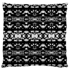 Black And White Modern Ornate Stripes Design Large Flano Cushion Case (One Side)