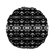 Black And White Modern Ornate Stripes Design Standard 15  Premium Flano Round Cushions